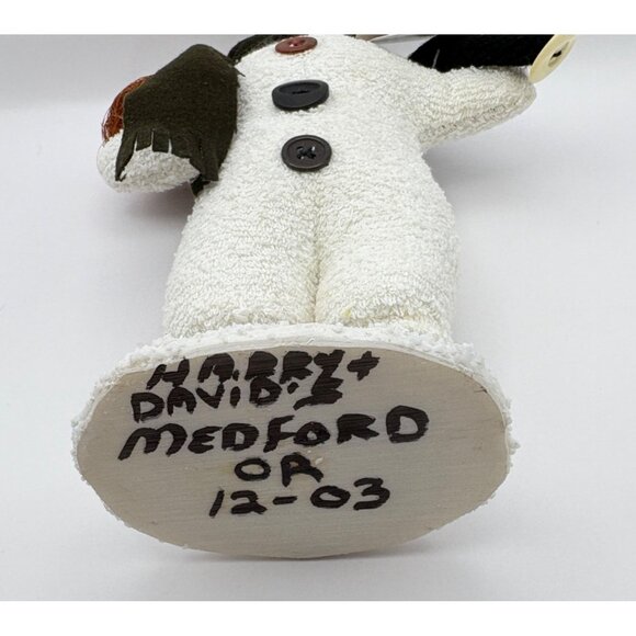 Vintage Angel Heart Snowman Christmas Figurine with Bird and Nest Black Scarf - Picture 8 of 10